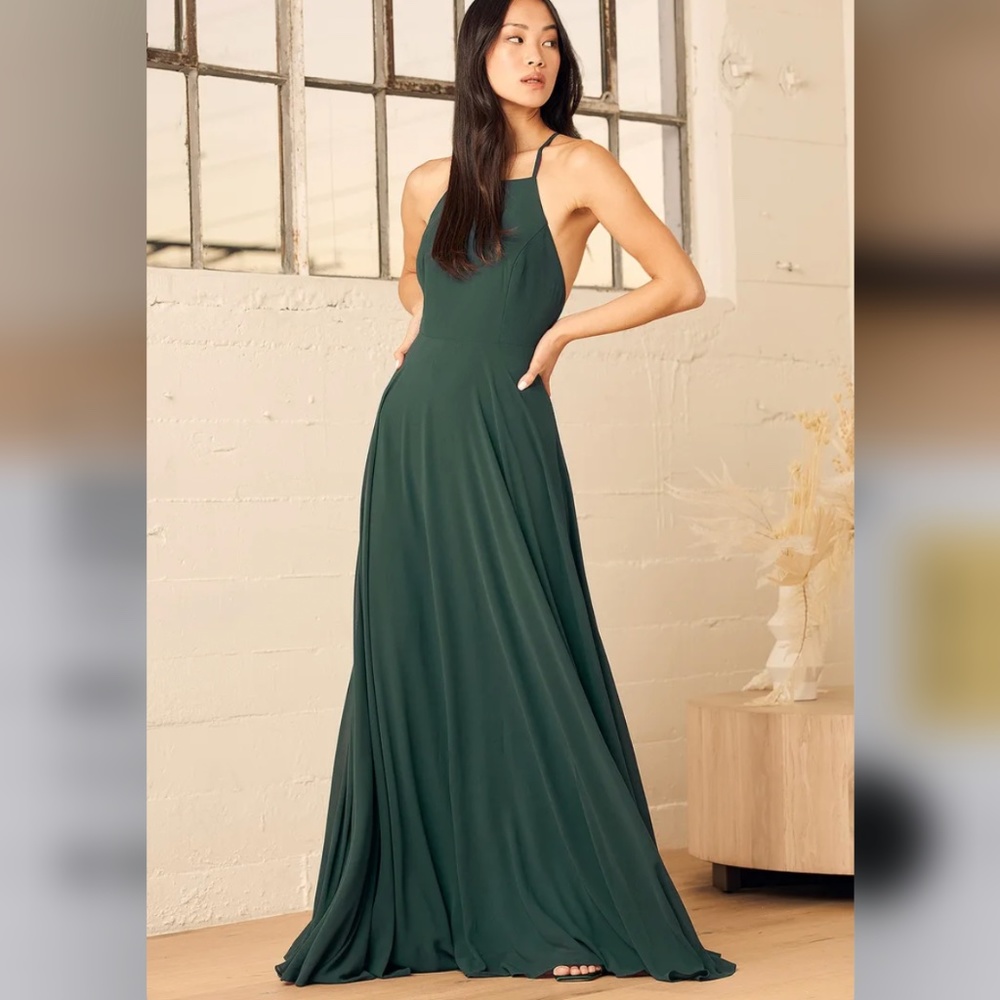 LuLu’s Mythical Kind of Love Dark Green Maxi Dress